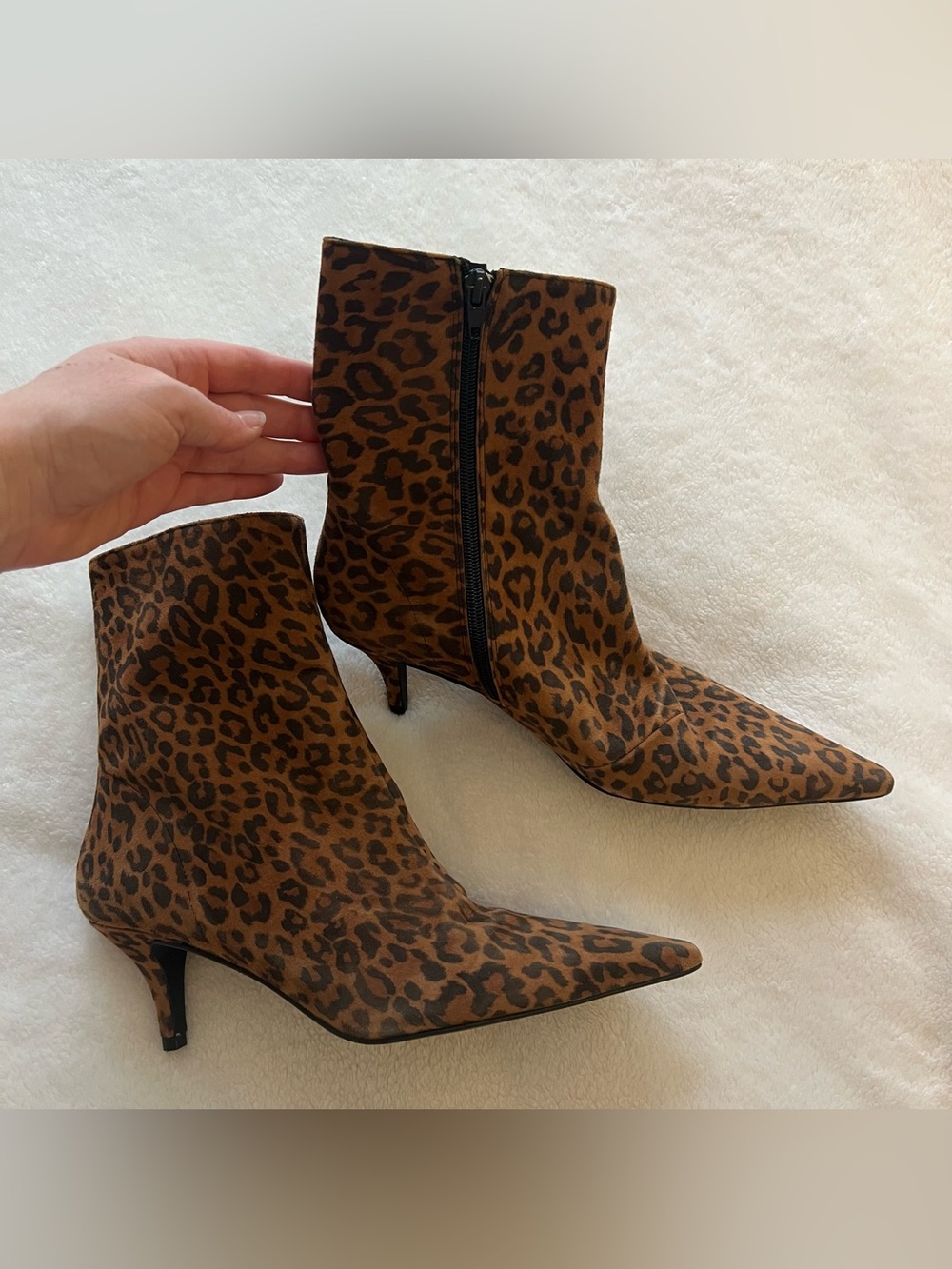 NEW Leather Leopard Cheetah Print Pointed-Toe Ankle Heel Boot - made in Spain